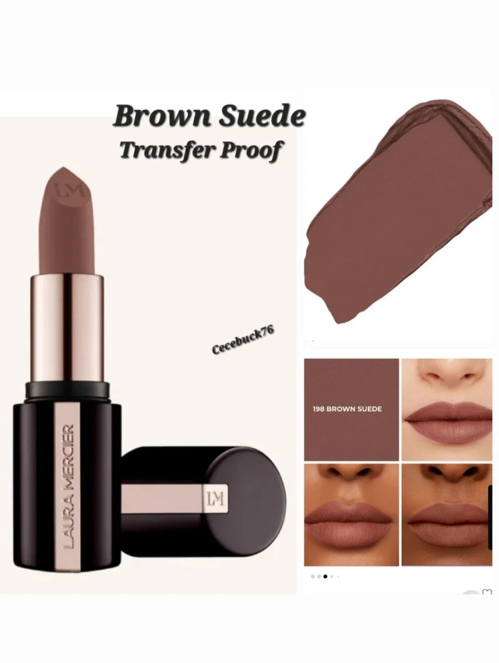 🌺Laura Mercier Brown Suede Caviar Smoothing Matte Lipstick Transfer Proof